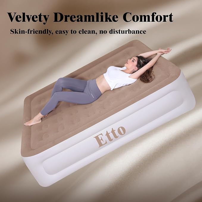 Air Mattress Queen with Built in Pump, 18 inch Luxury Double High Air Bed Fast Inflation/Deflation, Portable Inflatable Blow up Mattress with Carry Bag for Camping, Home&Guests, 650lb MAX