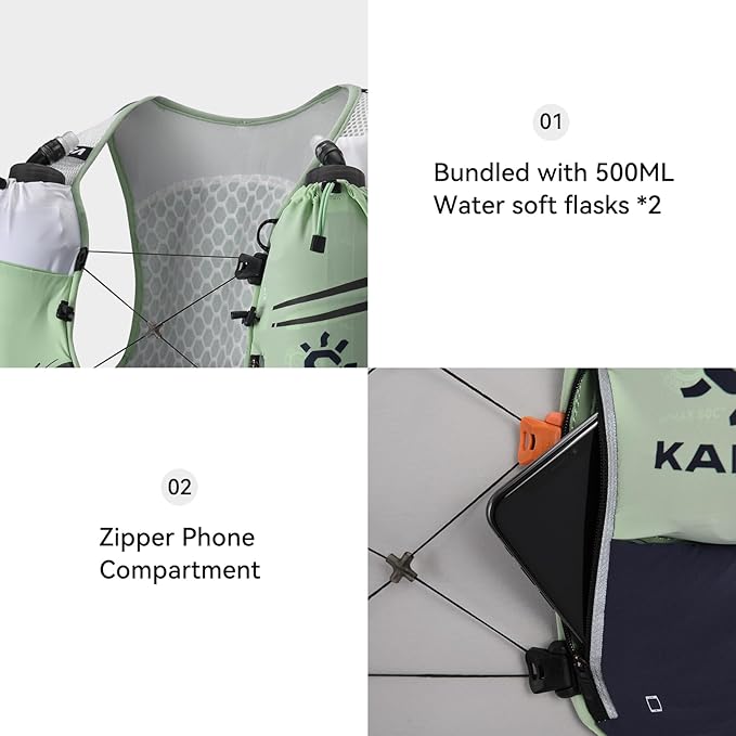 KAILAS FUGA AIR 8 Ⅳ Running Hydration Vest Hydration Pack Lightweight with Two TPU Water Bladders for Women Men Trail Cycling Hiking