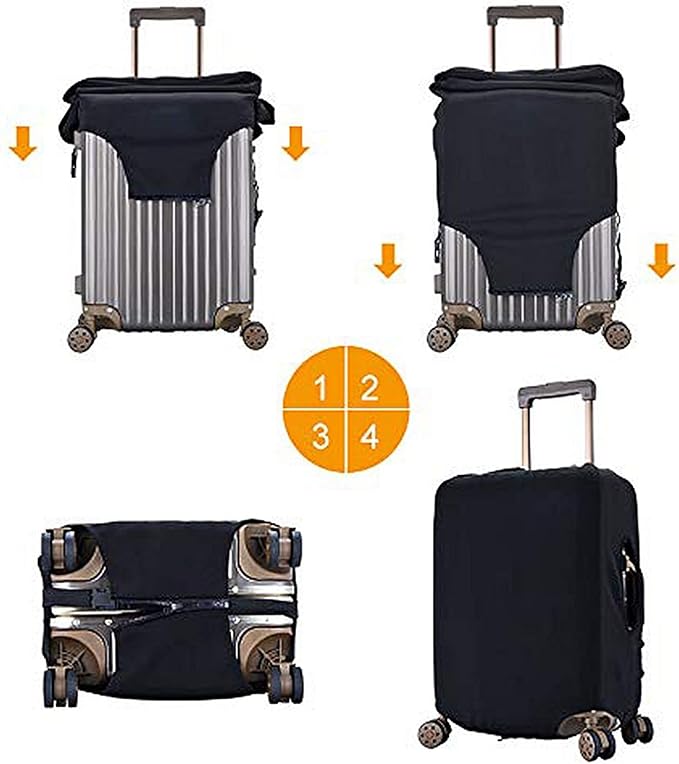 Travel Luggage Cover Suitcase Protector, Abstract Spring Flower Watercolor Washable Elastic Stretch Anti-scratch Baggage Cover with Concealed Zipper for Wheeled Suitcase Fits 25-28 Inch Luggage
