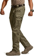 CQR Men's Flex Ripstop Tactical Pants, Water Resistant Stretch Cargo Pants, Lightweight EDC Hiking Work Pants