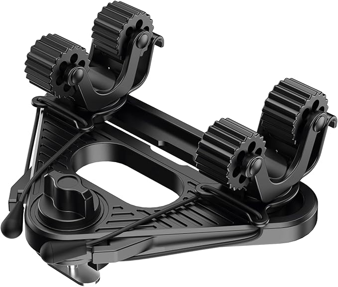 Doubleheader with Dual Kayak Paddle Holder, Kayak Paddle Holder with Two Security Tethers, Multi-Functional Dual Head Kayak Track Mount Accessories - Kayak Oar/Fishing Net/Gaff Holder for Fishing