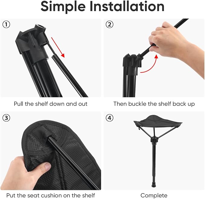 SUPVOX Portable Folding Chair: Adjustable Height Collapsible Stool for Outdoor Camping - Lightweight and Space-Saving Design - Durable Aluminum and Nylon Construction