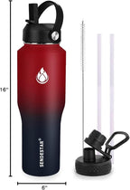 SENDESTAR 32oz Water Bottle Wide Mouth Stainless Steel Vacuum Insulated Double Wall with 2 Straw Lids Fit in Any Car Cup Holder