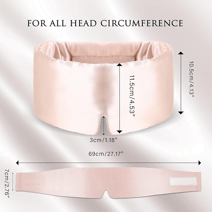 Mulberry Silk Sleep Mask – 100% Silk Sleep Masks for Women, Anti-Wrinkle, Light Blocking Eye Cover, Adjustable for Travel & Beauty(Pink)