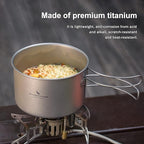Boundless Voyage Outdoor Titanium Pot with Pan Set with Collapsible Folding Handle for Outdoor Camping Cooking Hiking Backpacking Portable Cookware