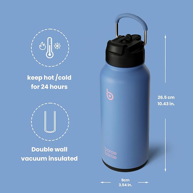 BOTTLE BOTTLE 32oz Insulated Water Bottle Stainless Steel Sport Water Bottle with Straw Dual-use Lid Design for Gym with Pill Box