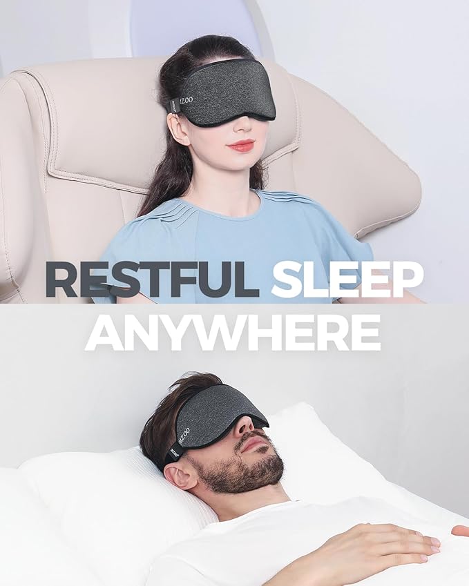 MZOO Luxury Sleep Mask for Back, Side Sleeper, Complete Light Blocking Sleeping Eye Mask Night Blindfold, 3D Zero Pressure & Spacious for Lash Extensions, Breathable Soft Eye Cover Flight Nap Travel