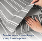 King Pillow Cases Set of 2 - Ultra Soft Hotel Quality Pillowcase Covers - Comfy Cozy Bedding for Women, Men, Kids & Teens - Machine Washable Pillow Protectors - 2 Pieces Set - King Size Grey Stripes