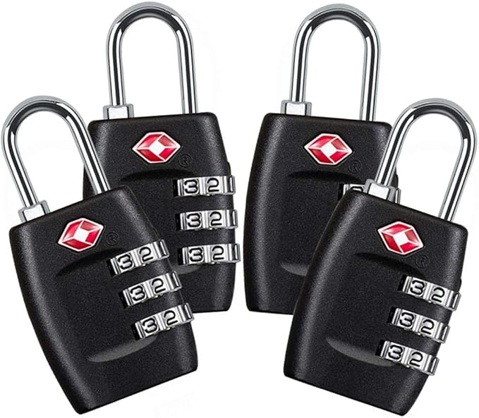 TSA Approved Luggage Lock,3 Digit Small Combination Padlock for Travel Suitcase (Black)