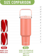40 oz Tumbler with Handle Flip Straw, Vacuum Insulated Tumblers with Flip Straw and Top Handle, Reusable Insulated Cup for Home, Outdoors, Leakproof, Fits in Cup Holder, Cold for 30 Hours