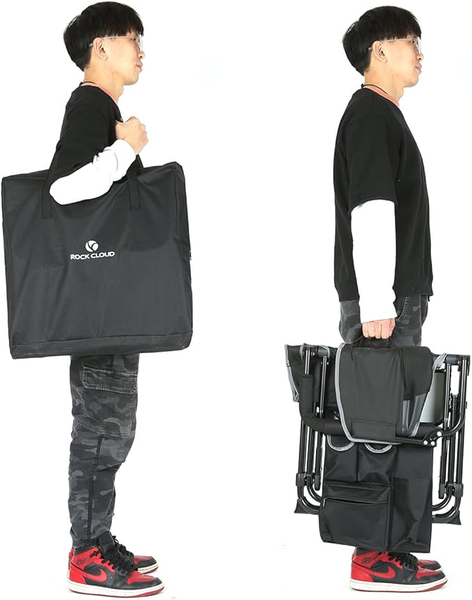 ROCK CLOUD Folding Camping Chair with Storage Pocket and Side Table Compact Portable Camp Chairs Outdoor for Camp Lawn Hiking Fishing Sports