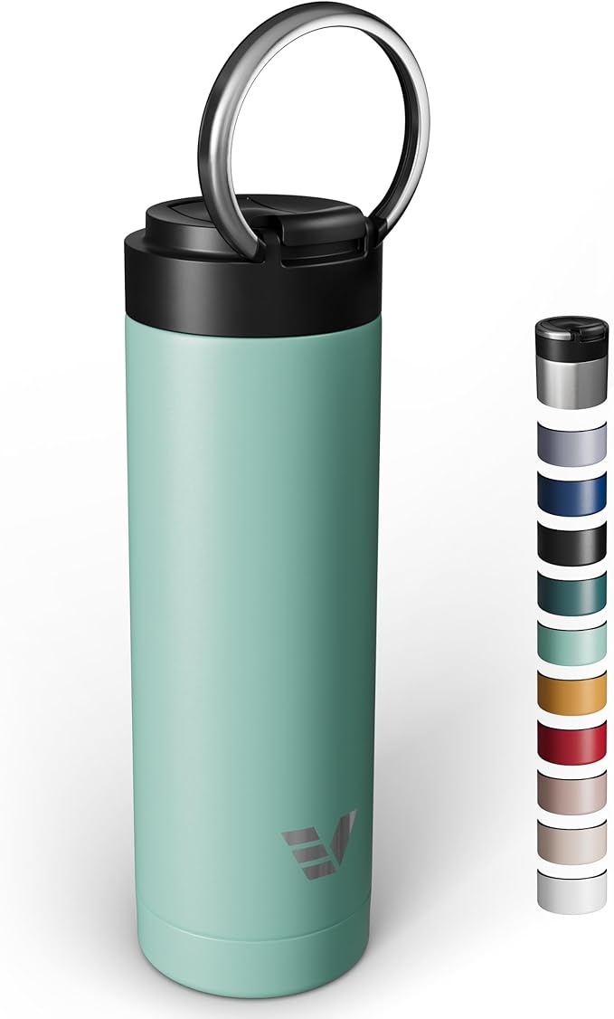 Maxi Stainless Steel Water Bottle 26oz - Double wall vacuum insulated | Integrated carry handle | leak proof flip top lid | Lightweight & stylish - Mint Green