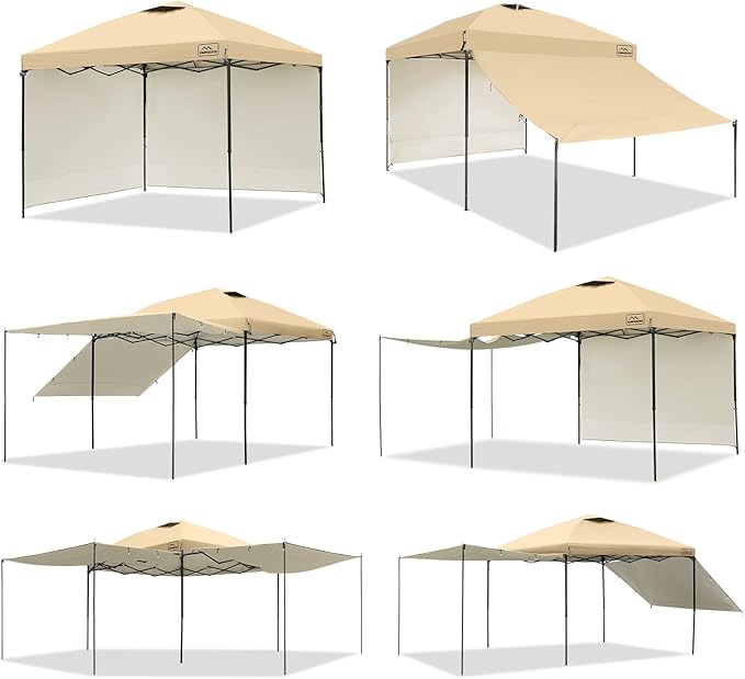 KAMPKEEPER 10x10 Easy Pop Up Canopy Tent with 2 Sidewalls, Instant Outdoor Shade Shelter with 2 PCS Removable 10FT Sun Walls, Quick Setup Waterproof and UV-Resistant for Patio, Camping, Backyard