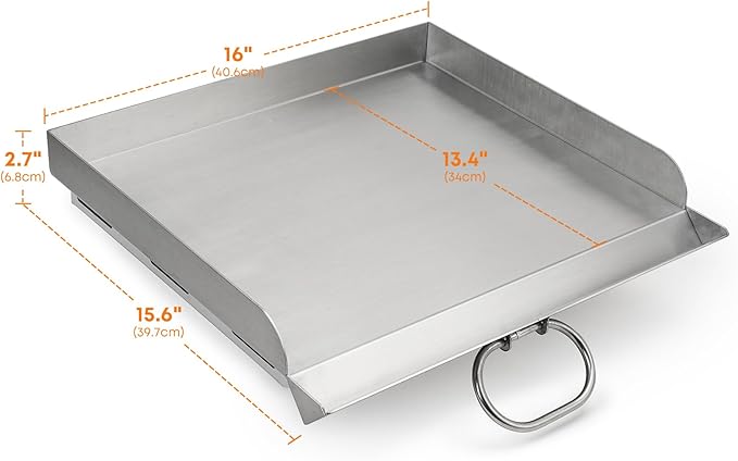 Stanbroil 14" x 16" Fry Griddle, Stainless Steel 1-Burner Griddle Top for Camp Chef Pro 60x, Expedition 2X, Pioneer 14, Yukon, Explorer, Outdoorsman Stove, Replacement for Camp Chef SG30