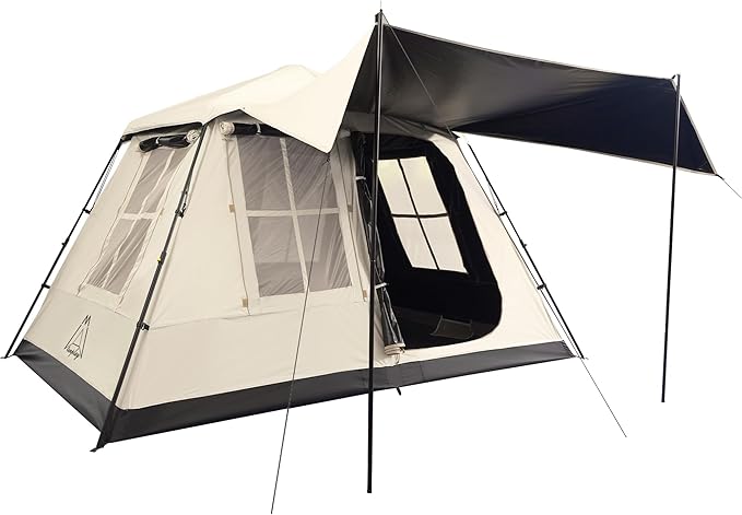 TENPLAY 2-4Person Instant Cabin Tent,Portable Pop Up Tent,One-Touch,Setup with 60s,Spacious Interior,BlackCoating,Waterproof5000mm,Includes Rainfly,Canopy, Blackout Tents for Camping,Hiking,Family