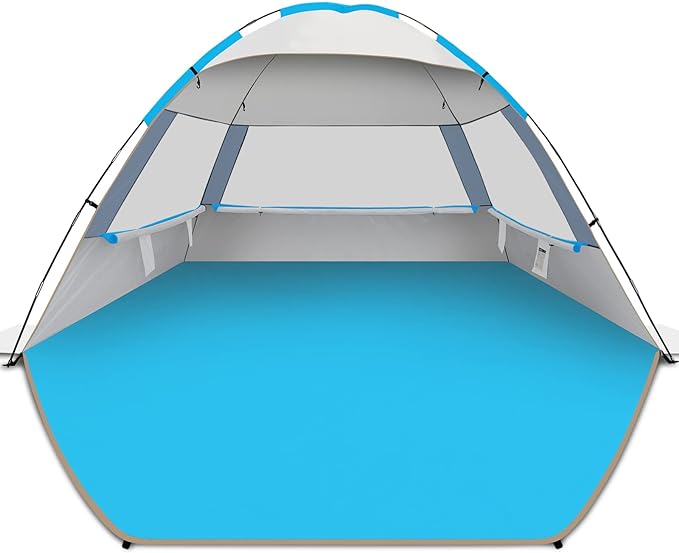 Gorich Beach Tent Sun Shelter for 3/4-5/6-7/8-10 Person with UPF 50＋ UV Protection, Lightweight & Easy Setup Beach Shade Canopy, Portable Beach Shade Tent Beach Cabana