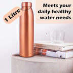 NORMAN JR, Copper Water Bottle 1Liter - Gift Box of 6, Plain, an Ayurvedic vessel made from pure copper - helps you drink more water, with many health benefits