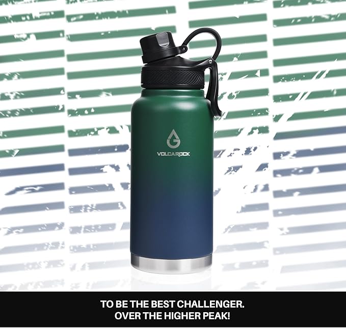 Wide Mouth Water Bottle with Straw Lid Dustproof, 24/32/40/64 Oz Hydro Vacuum Insulated Flask, Dishwasher Safe Stainless Steel Water bottle, Keep Cold 24 Hour/Hot 12 Hour-32 Oz Night Blue