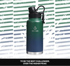 Wide Mouth Water Bottle with Straw Lid Dustproof, 24/32/40/64 Oz Hydro Vacuum Insulated Flask, Dishwasher Safe Stainless Steel Water bottle, Keep Cold 24 Hour/Hot 12 Hour-32 Oz Night Blue