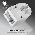Fosmon Grounded Outlet with ON/Off Switch (4 Pack), 3 Prong Electrical Plug Outlet Extender Switch, 245J Single Port Power Adapter Surge Protector, 15A Circuit Breaker, White, ETL Listed