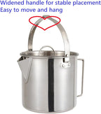 Outdoor Stainless Steel Kettle ，1.2L Mountaineering Camping Teapot， Portable Hanging Pot Cookware Coffee Pot Picnic Pot
