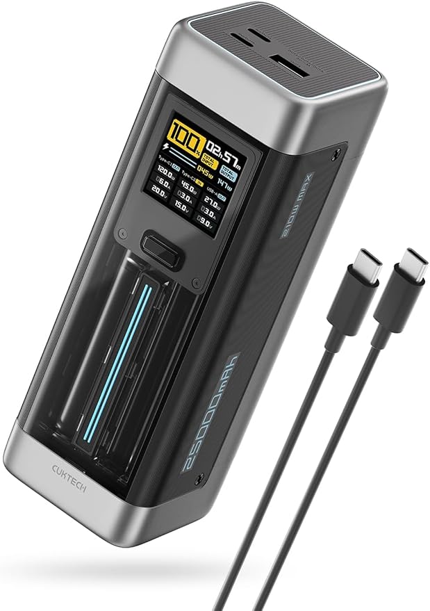 CUKTECH NO.20 140W Power Bank, 25,000mAh 3-Port Laptop Portable Charger, Fast Charging Battery Pack for Travel and Outdoor Work, Compatible with iPhone 16/15/14 Series, MacBook, Samsung, and More
