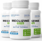 Puregen Labs Meclizine 12.5 mg Antiemetic 600 Caplets Total | Motion Sickness Relief - Prevent Nausea, Vomiting, and Dizziness | Dairy Free | Made in USA | Value Pack – 3 Pack