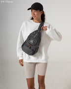 WATERFLY Packable Small Crossbody Sling Backpack Shoulder Chest Bag Daypack for Hiking Traveling Grey