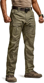 CQR Men's Flex Ripstop Tactical Pants, Water Resistant Stretch Cargo Pants, Lightweight EDC Hiking Work Pants