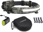 Liteband PRO Bundle 1500 Lumens LED Headlamp Rechargeable Battery Powered, Bright Tactical Head Lamp Flashlight Hard Hat Light, Mechanic Lamps, Camping, Running, Best Rated For Forehead, Camo