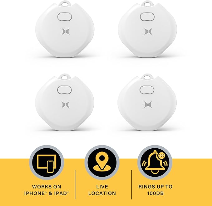 Xtreme Rechargeable Air Tracker Tag 4 Pack, Key Finder Compatible with Apple Find My App for iOS iPhone, GPS Live Location Tracker, USB-C Charging, 100dB Alert, Keychain Attachment, Air Locator