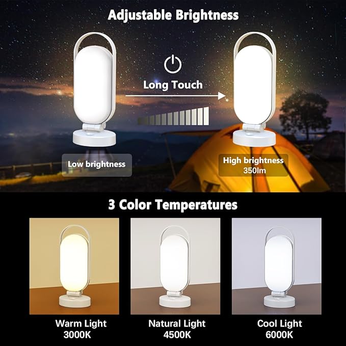 Hapfish Rechargeable Solar Camping Lantern, 5000mAh Battery Powered LED Lights, Dimmable Foldable Waterproof Camping Essentials, Lamp for Power Outages, Camping Gear, Hurricane, Emergency, Indoor