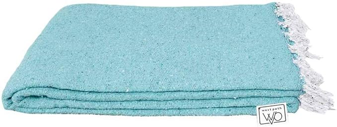 Open Road Goods Solid Color Mexican Yoga Blanket – Large Handwoven Throw for Yoga, Beach, Camping or Home – Soft and Durable Cotton Blend