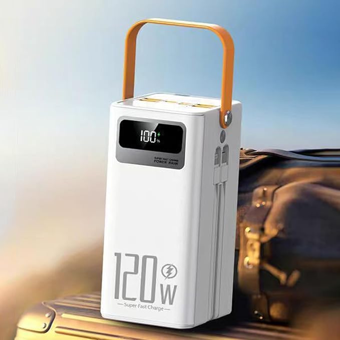 50000mah Solar Powers Bank Portable Charger - 120w Fast Charging Powers Bank with Built-in Cables, Solar Panel Charger, Cell Phone Chargers External Battery Pack, for Camping(D)