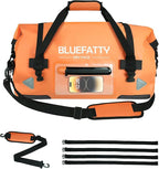 Waterproof Motorcycle Duffel Bag Roll Top Dry Duffel Bag with Quick-fixed Straps for Rafting, Boating, Kayaking, Travel, 50L(Orange)