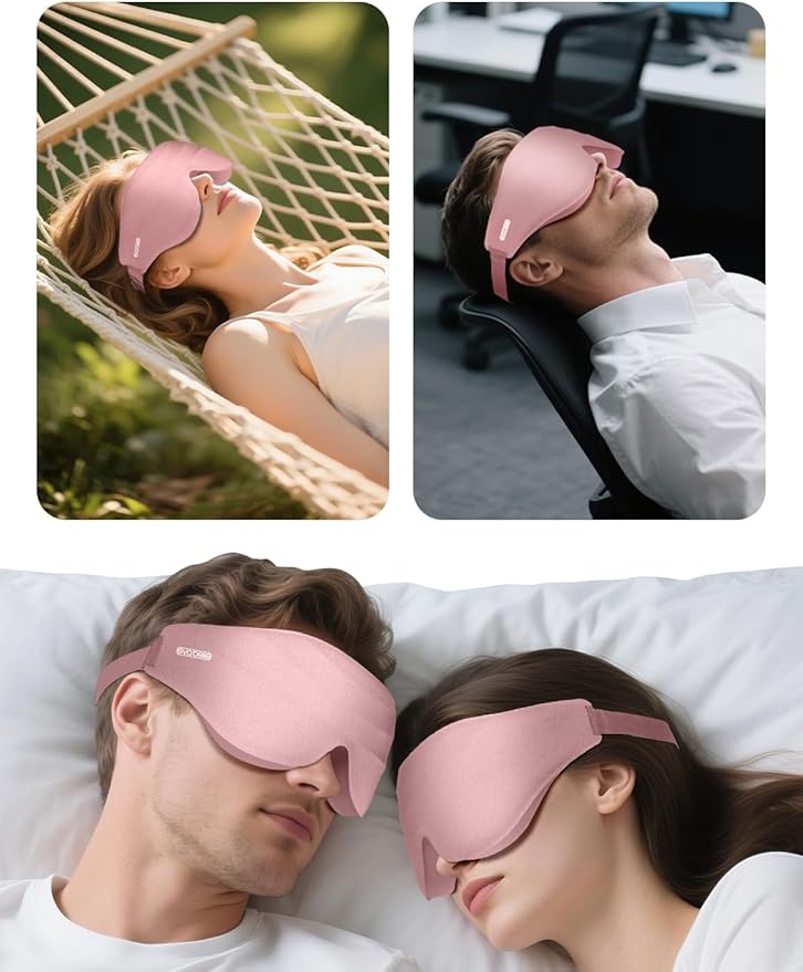 Sleep Eye Mask for Men Women, EVA BELLE Light Blocking Sleeping Mask for Side Sleeper, 3D Contoured Cup Night Blindfold, Lash Extensions 3D Sleeping Mask with Adjustable Strap for Travel, Night & Nap