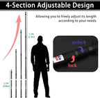 Telescoping Tarp Poles, Heavy Duty 7.67ft Aluminum Tent Poles for Tarp with Rubber Cap, Portable Set of 4 Adjustable Poles for Camping, Awning, Sun Shade, Free Carry Pouch