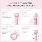 Sakura Travel Skincare Set for Teenage Girls - Face Routine Set for Women,4 Piece Gentle Skin Cleaning & Care Travel Size Kit With Cleanser, Toner, sunscreen and Face Cream