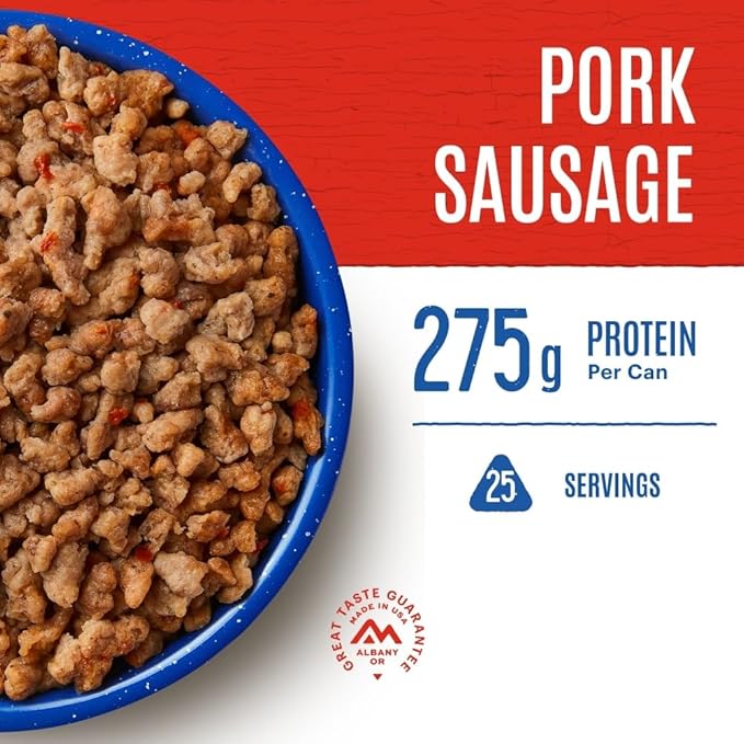 Mountain House Pork Sausage & FreezeDried Food for Camping, 25 Servings, 30Year ShelfLife