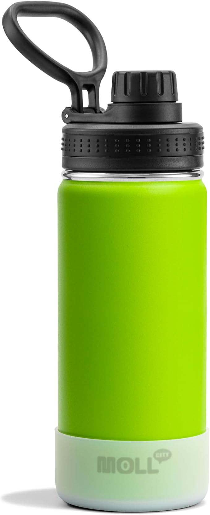 Kids Insulated Water Bottle-16 oz Stainless Steel Vacuum Wide Mouth Sports Flask with Silicone Boot-Reusable Metal Leak Proof Travel Water Bottle for Girls Boys, BPA-Free(Apple Green)