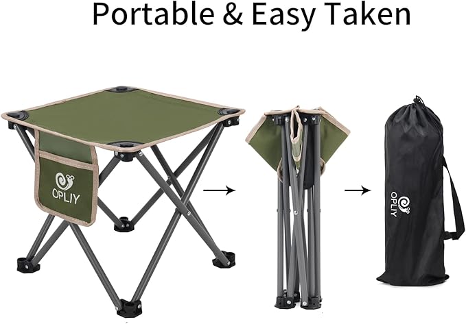 Opliy Camping Stool 2 Pack,Portable Folding Stool for Outdoor Gardening and Beach Hiking Fishing,Foot Stool with Carry Bag (Green)