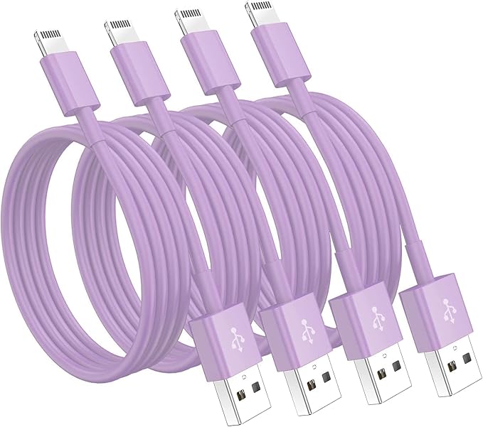 4 Pack [Apple MFi Certified] Apple Charging Cables 10ft, iPhone Chargers, Lightning Fast iPhone Charging Cord for iPhone 12/11/11Pro/11Max/ X/XS/XR/XS Max/8/7, ipad(White) (4pack(10ft), Purple, 4)