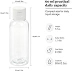 TRENDBOX 6 Pack Plastic Empty Bottles with Flip Cap for Shampoo, Lotions, Liquid Body Soap, Cream (2 oz / 60 ml)