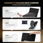 MOON LENCE Oversized Camping Chair for Adults, Height Adjustable High-Back Folding Camping Chair with 400 lbs Capacity, Hidden Pillow Pocket and Wide Seat for Camping, Hiking, Picnics, Black