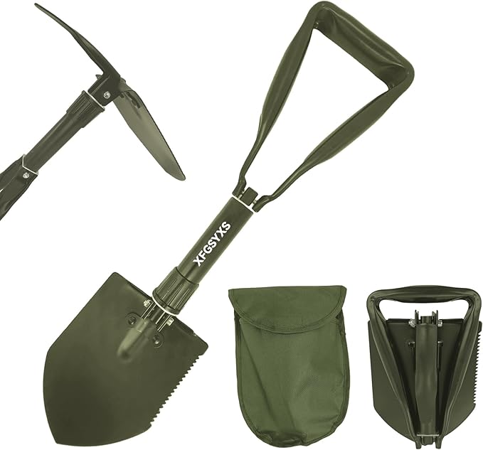 Mini Folding Camping Shovel, Lightweight Portable Small Tactical Survival Shovel, High Carbon Steel Military Shovel Entrenching Tool for Outdoor, Hiking, Digging, Backpacking, Car Emergency, Off Road