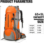 70L Camping Hiking Backpack with Rain Cover Waterproof Backpacking Backpack for Hiking Treeking Climbing Outdoor
