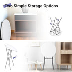 28in Cocktail Table White High Top Folding, Round Portable Bar Height Folding Table with Removable Legs, Indoor Outdoor Banquet for Parties, Commercial, Speech, School