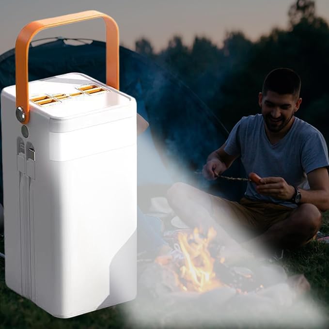 Solar Charger - Portable 50000mAh Energy Station, High Watt External Battery Bank with Integrated Wires Fast Recharge Inputs Multiple Device Connections, Bright LED Illumination Feature, Ideal for Bac