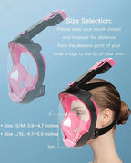 Full Face Snorkel Mask for Adults with Dry Top System 180 Degree Panoramic View Snorkeling Gear with Camera Mount Safe Breathing Anti-Leak Anti-Fog