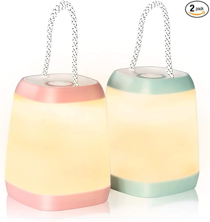2 Pack LED Camping Lights, Battery Powered LED Camping Lantern with 3 Modes, Portable Night Light for Tent, Hiking, Emergency, Backpacking, Indoor and Outdoor Use